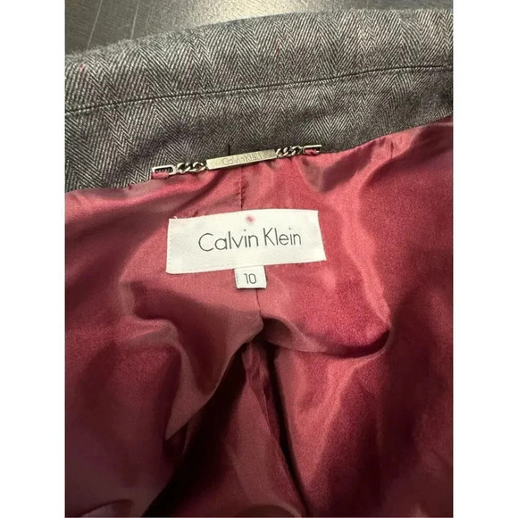 CALVIN KLEIN Womens Gray Suit Jacket Petites Size: 10 - Picture 11 of 15